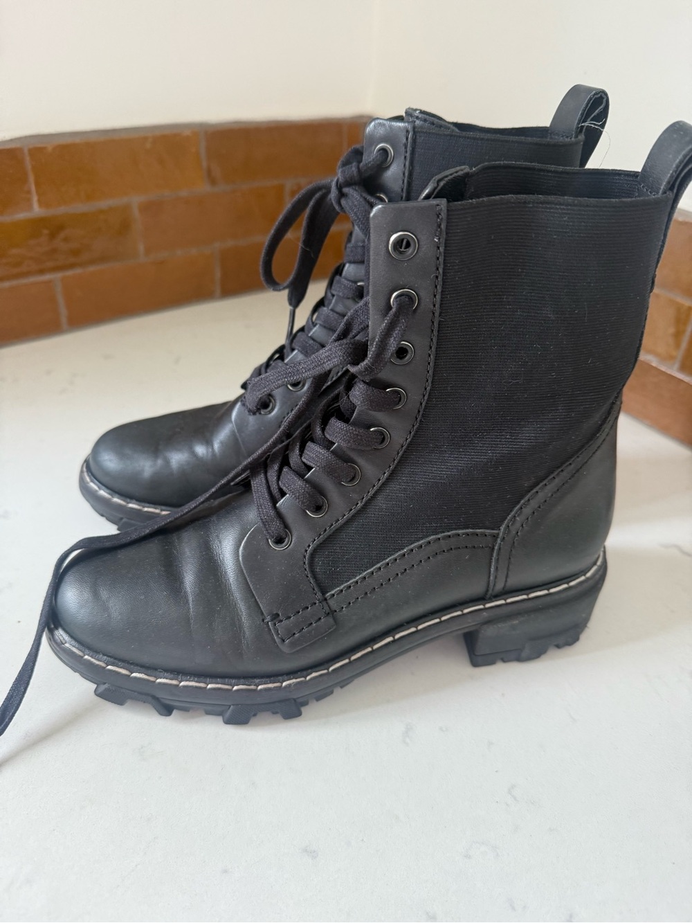 rag & bone Black Lace Up Combat Boots